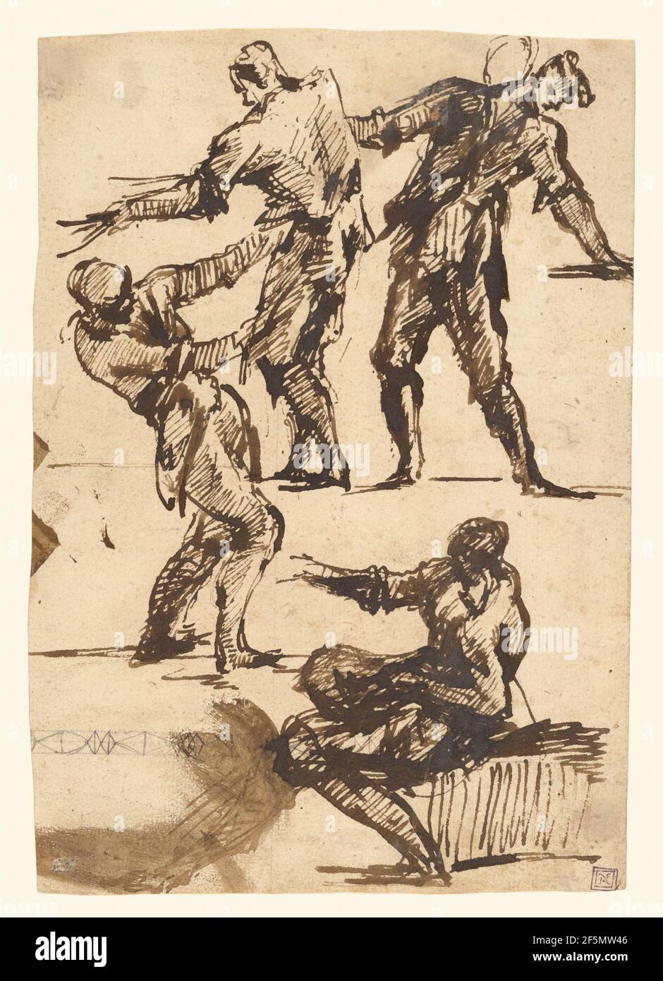Quatre études d'une figure masculine. Giovanni Battista Piranesi (italien, 1720 - 1778) Banque D'Images