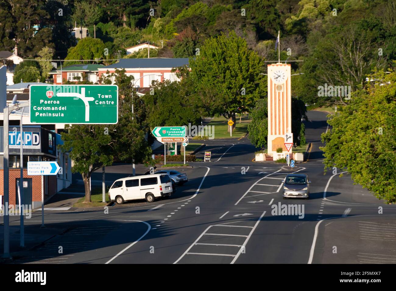 Clocktower, te Aroha, Waikato, Île du Nord, Nouvelle-Zélande Banque D'Images