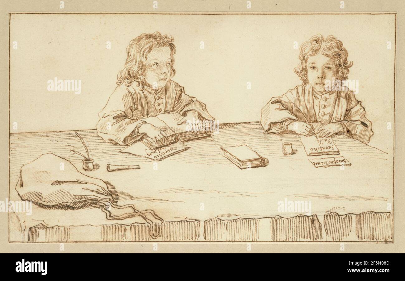 Portraits de Serafino et Francesco Falzacappa. Pier Leone Ghezzi (italien, 1674 - 1755) Banque D'Images