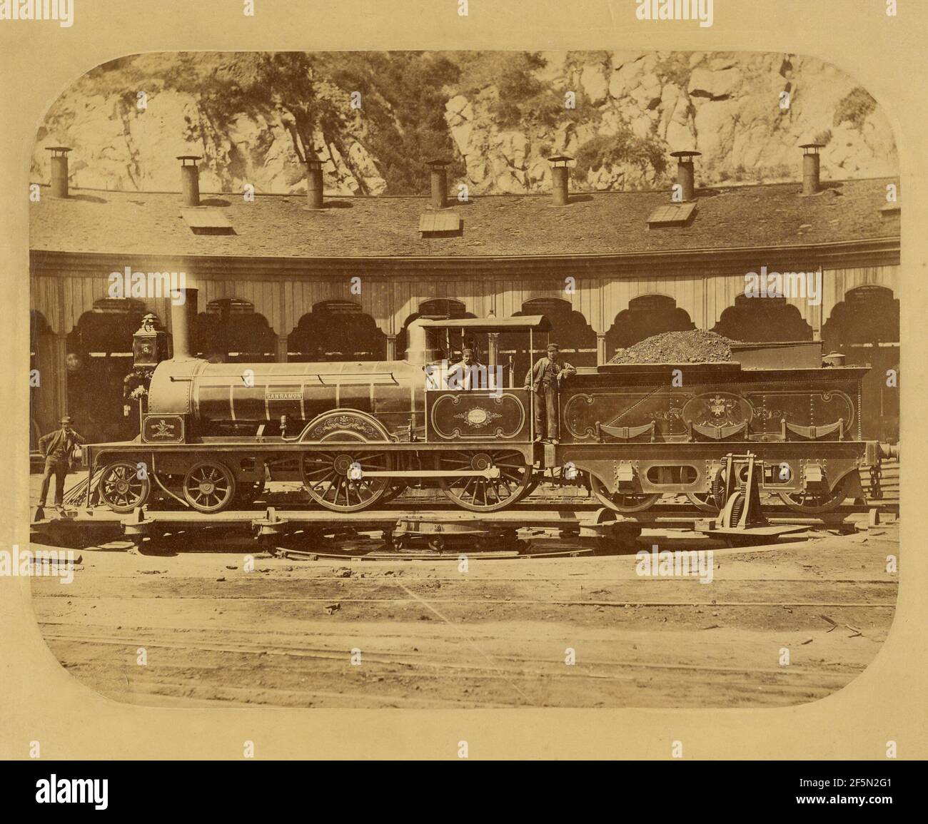 La Locomotive San Ramon. Bischoff & Spencer (actif dans les années 1870) Banque D'Images