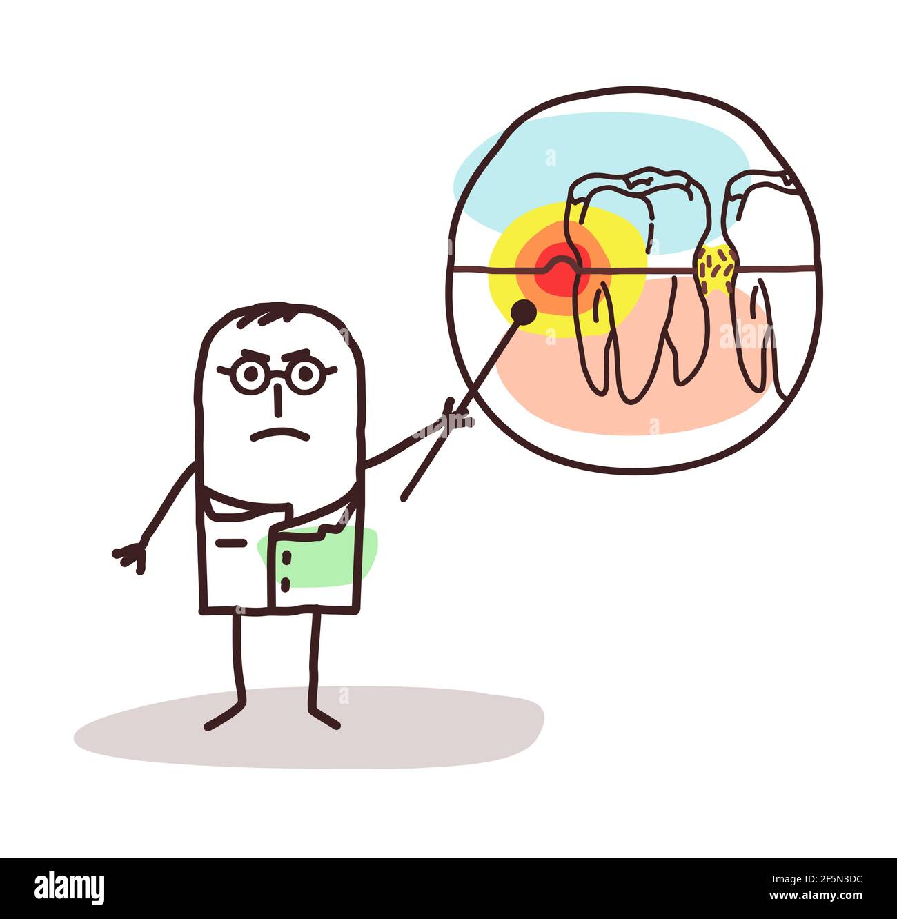 Dessin main Cartoon Doctor expliquant ce qu'est Periodontics Illustration de Vecteur