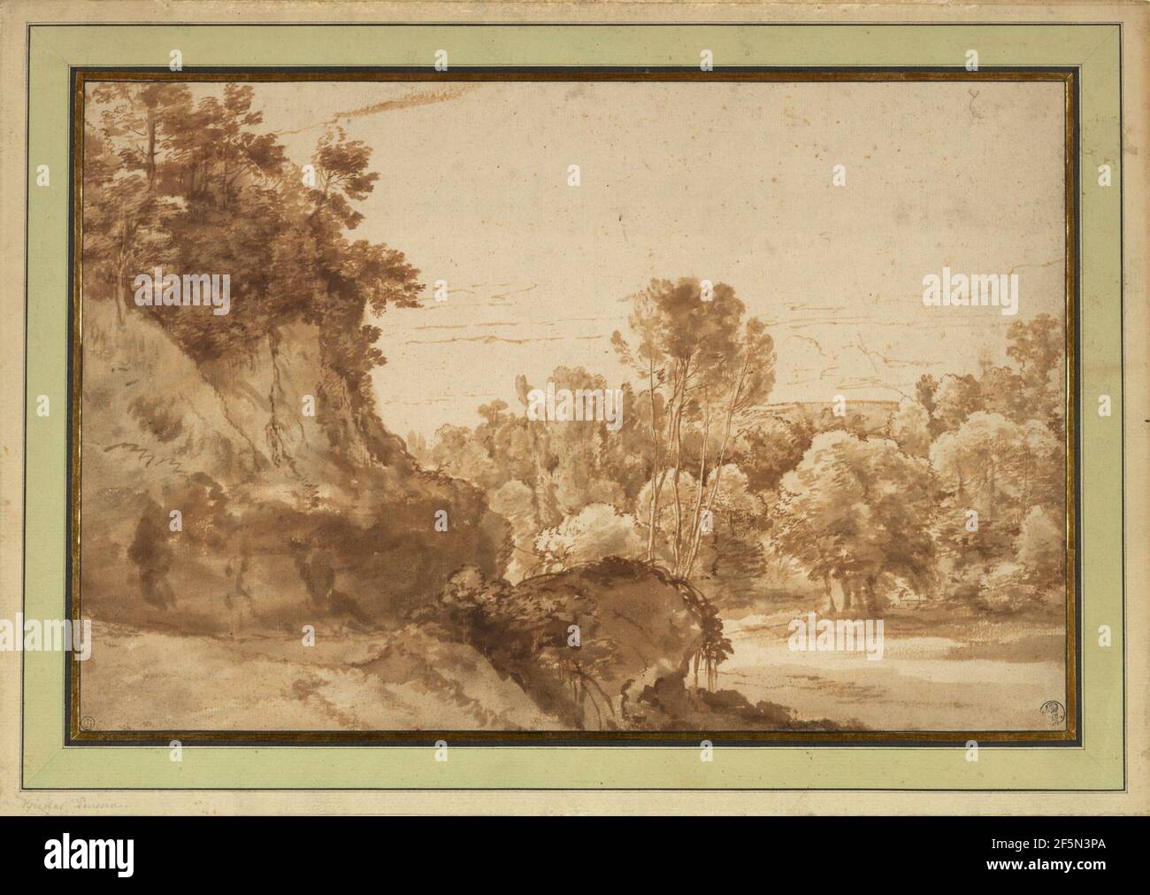 Un paysage boisé. Herman van Swanevelt (néerlandais, vers 1600 - 1655) Banque D'Images