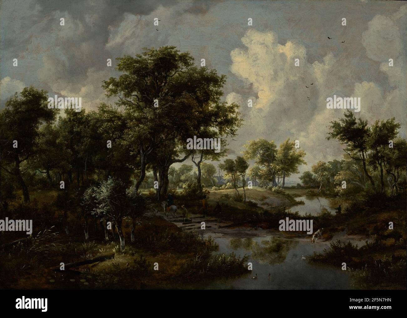 Un paysage boisé. Meindert Hobbema (néerlandais, 1638 - 1709) Banque D'Images