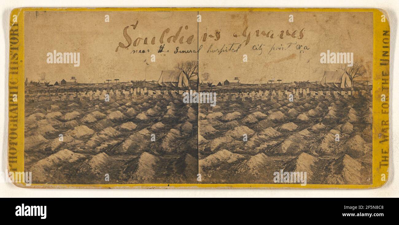 Tombes des soldats près de l'hôpital général, City point, Virginie. Edward et Henry T. Anthony & Co. (American, fondée en 1862, fusionnée en 1902) Banque D'Images