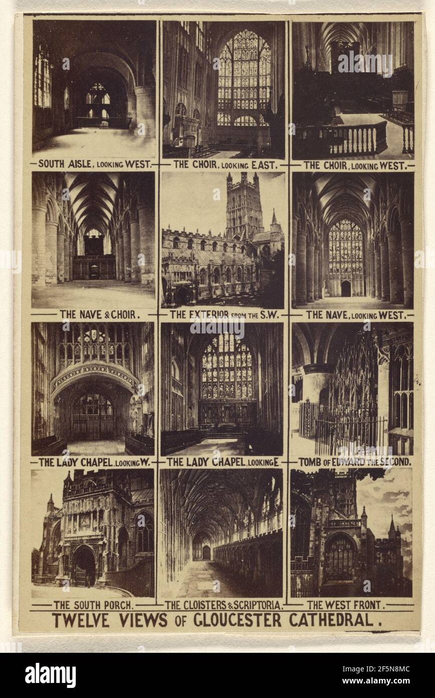 Douze vues sur la cathédrale de Gloucester. W.A. Mansell & Co. (Britannique, active Gloucester, Angleterre, années 1860) Banque D'Images