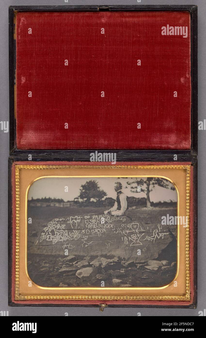 Seth Eastman à Dighton Rock. Horatio B. King (cuisine américaine, 1820 - 1889) Banque D'Images