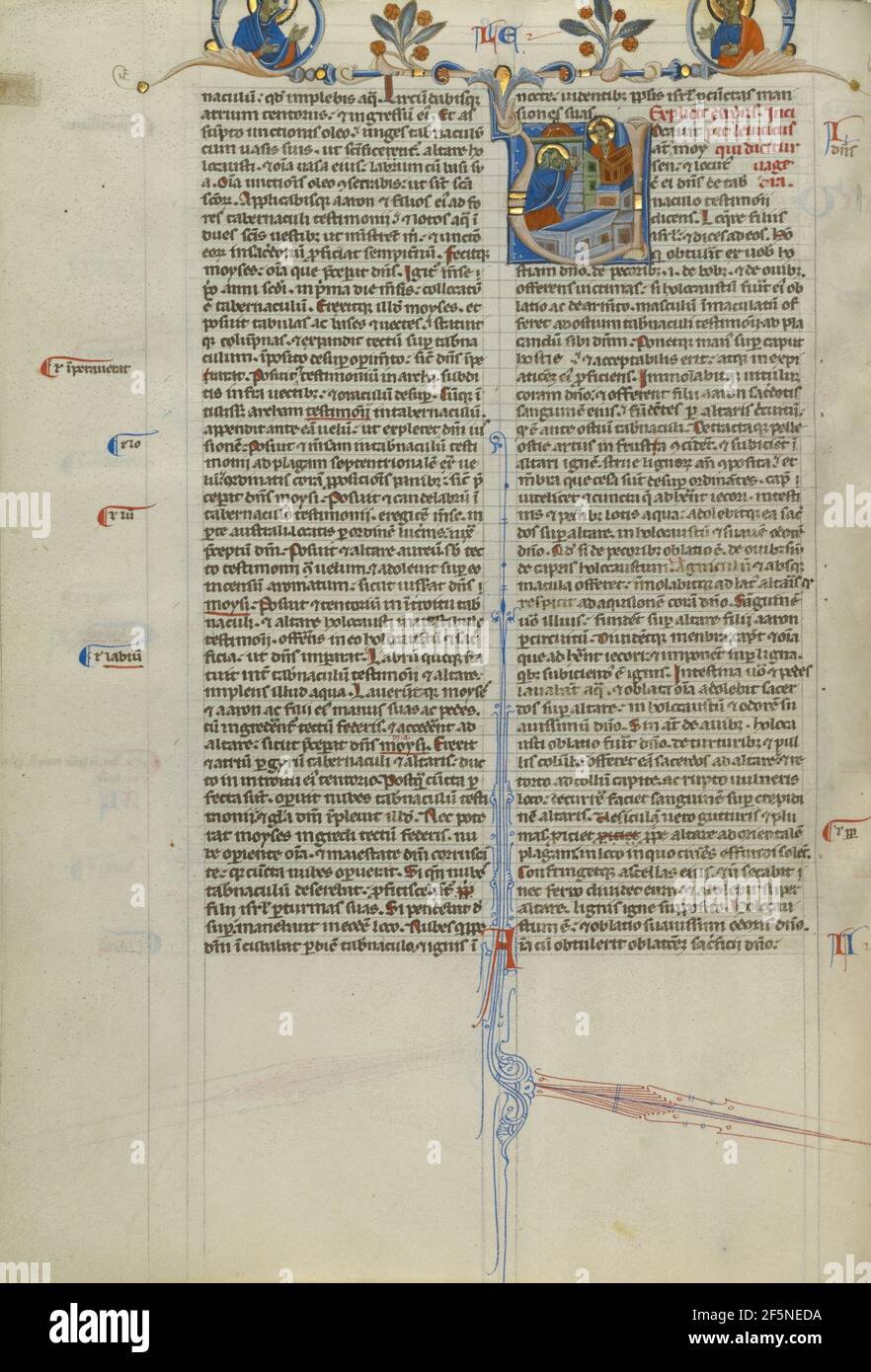 Initiale V: La figure halarée prie le Christ flanqué de la Vierge et de Saint Jean-Baptiste. Inconnu Banque D'Images