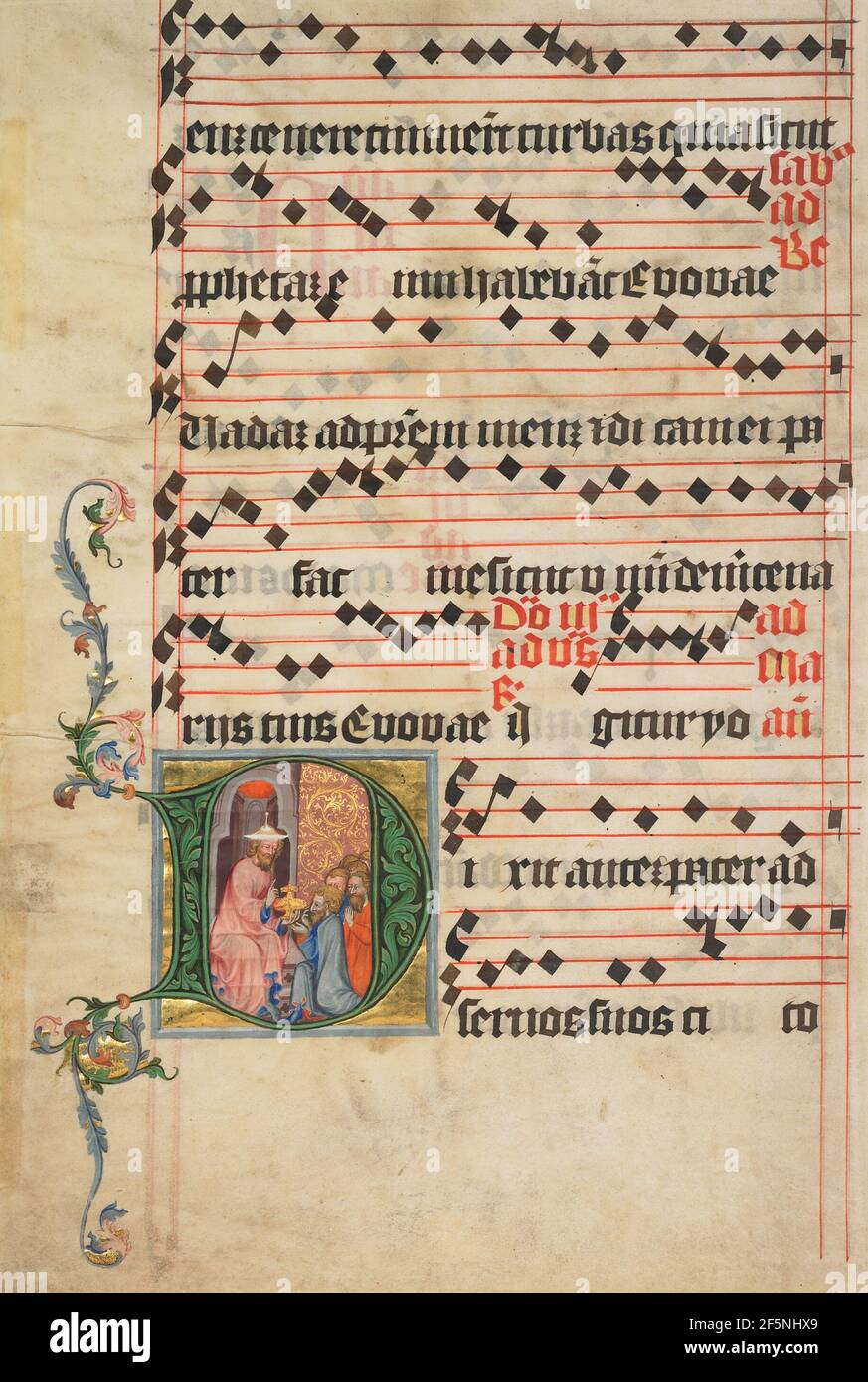 Initiale D: Scène biblique. Cercle du Maître du Bull d'Or (Bohême, actif vers 1400 - 1405) Banque D'Images