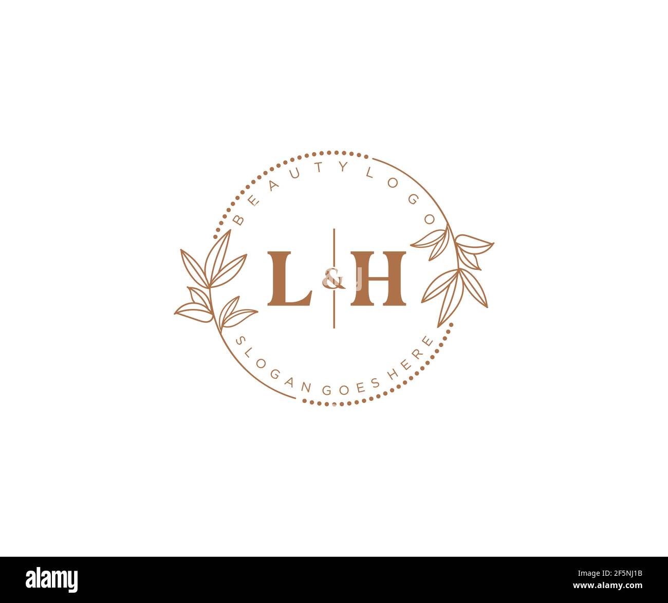 Lettres LH belle fleur féminine modifiable préfabriqué logo monoline convient pour spa salon peau beauté cheveux boutique et compagnie cosmétique. Illustration de Vecteur