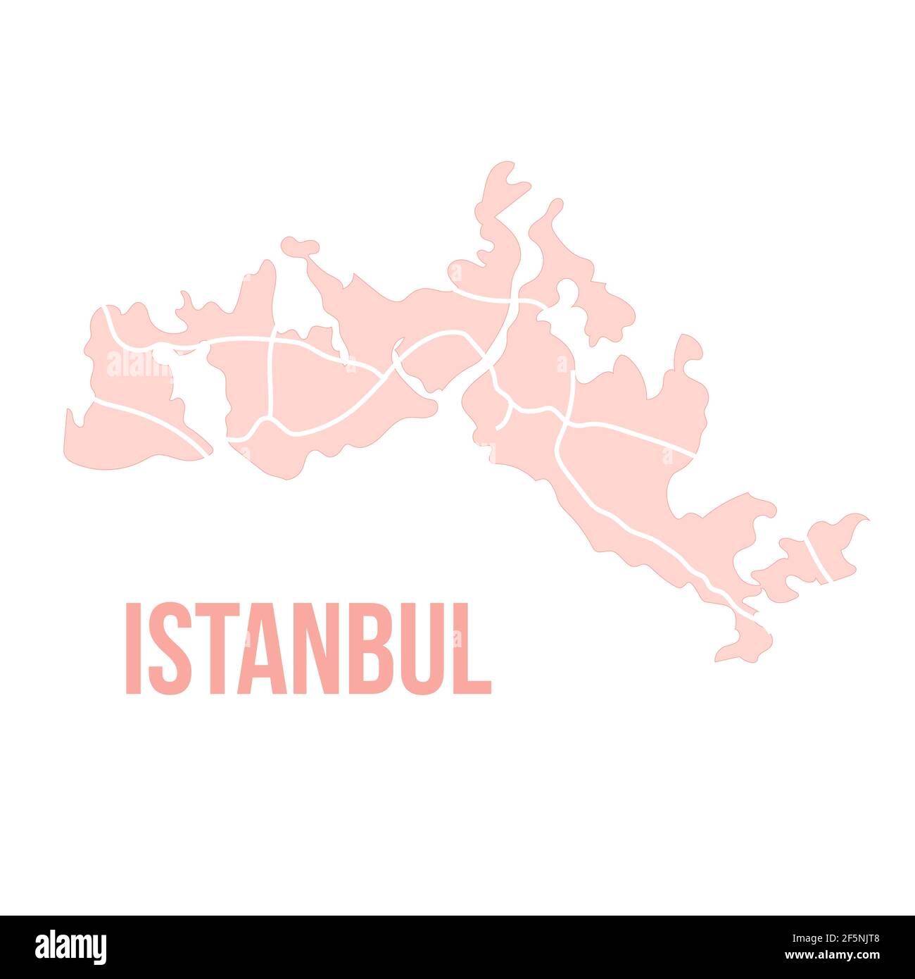 Istanbul Constantinopol carte silhouette division administrative, carte vectorielle isolée sur fond blanc. Carte frontière avec rues. Niveau de détail élevé Illustration de Vecteur