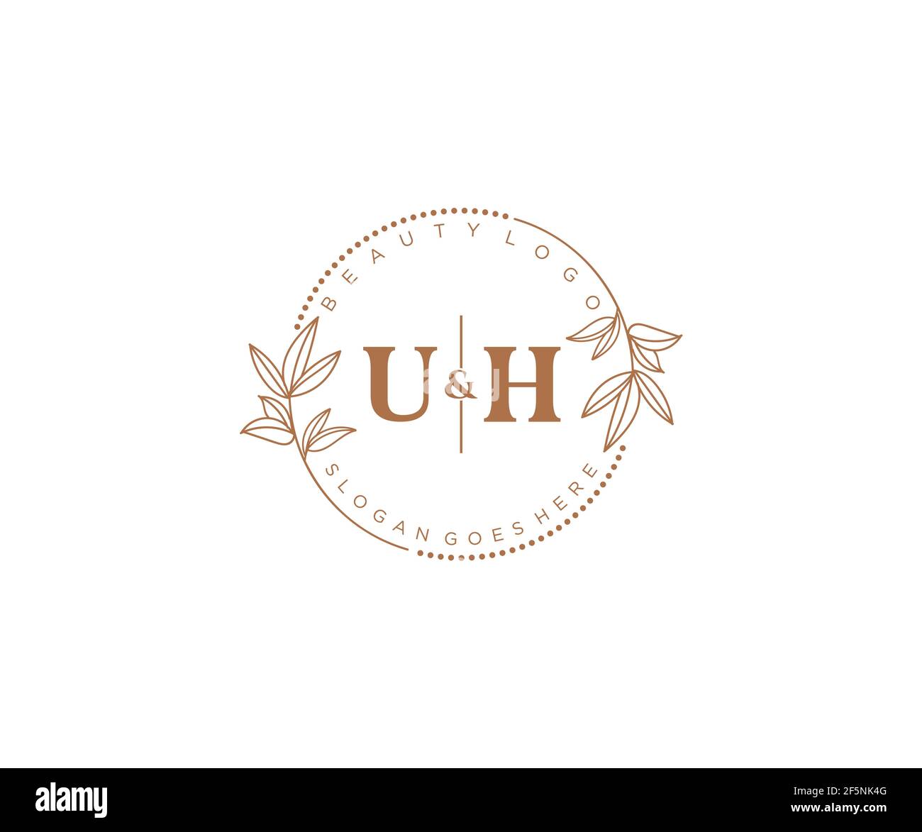 LETTRES UH belle florale féminine modifiable logo monoline préfabriqué convient pour spa salon de beauté de cheveux de peau boutique et de cosmétique compagnie. Illustration de Vecteur