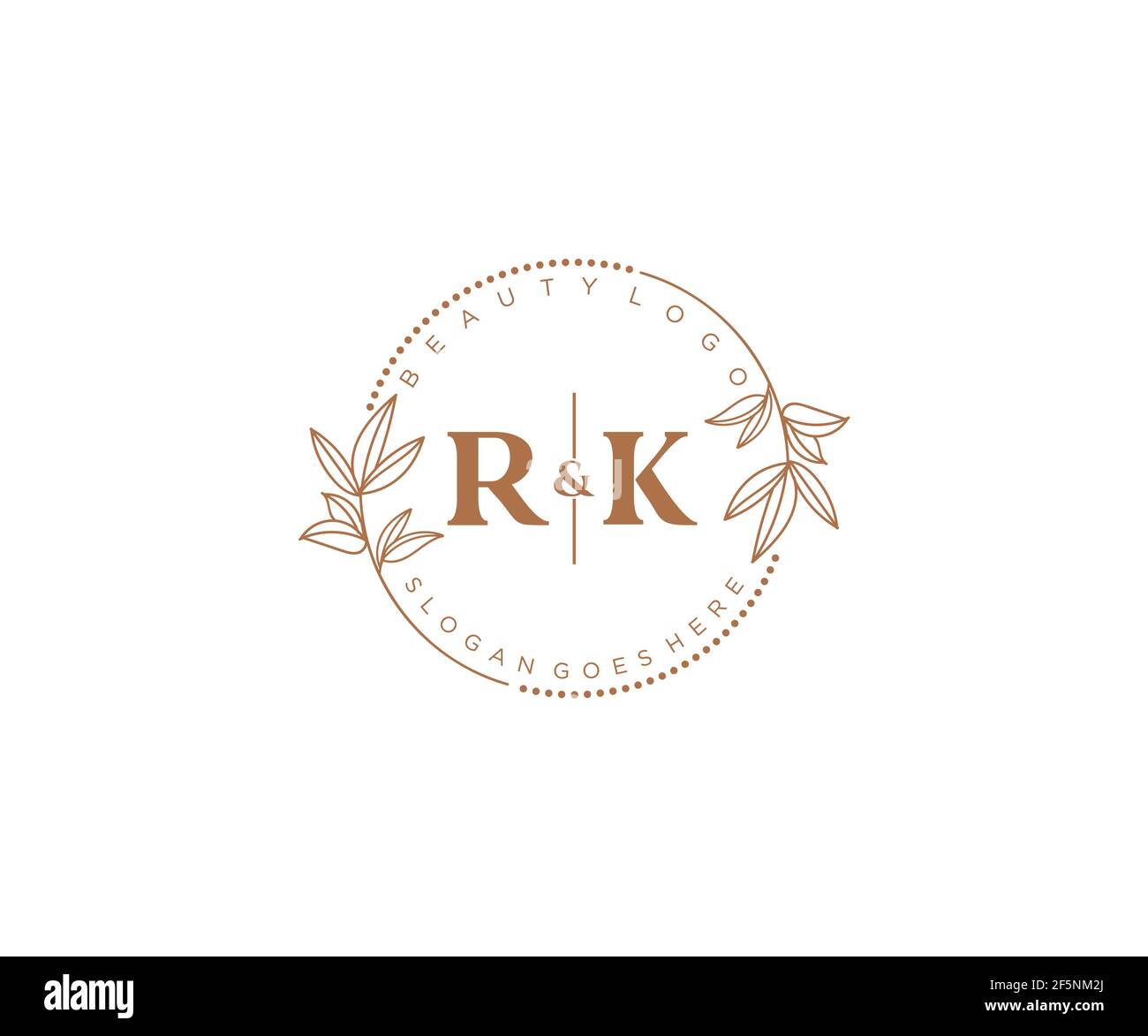 RK lettres beau floral féminin modifiable préfabriqué logo monoline convient pour spa salon peau beauté cheveux boutique et compagnie cosmétique. Illustration de Vecteur