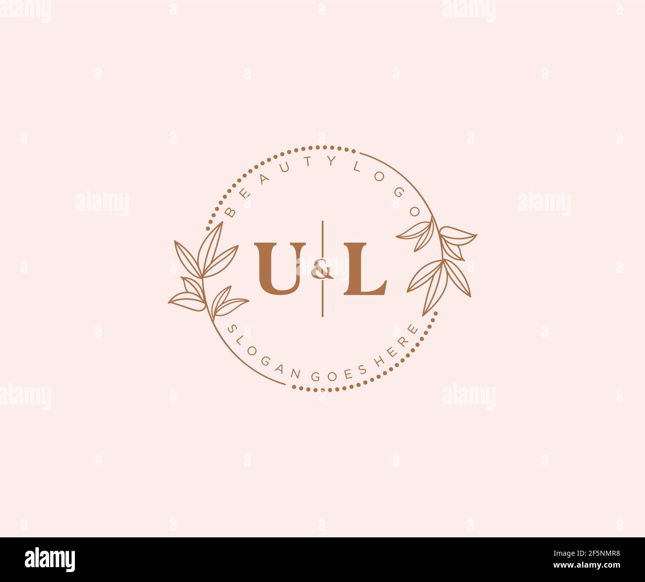 Lettres UL beau floral féminin modifiable préfabriqué logo monoline convient pour spa salon peau beauté cheveux boutique et compagnie cosmétique. Illustration de Vecteur