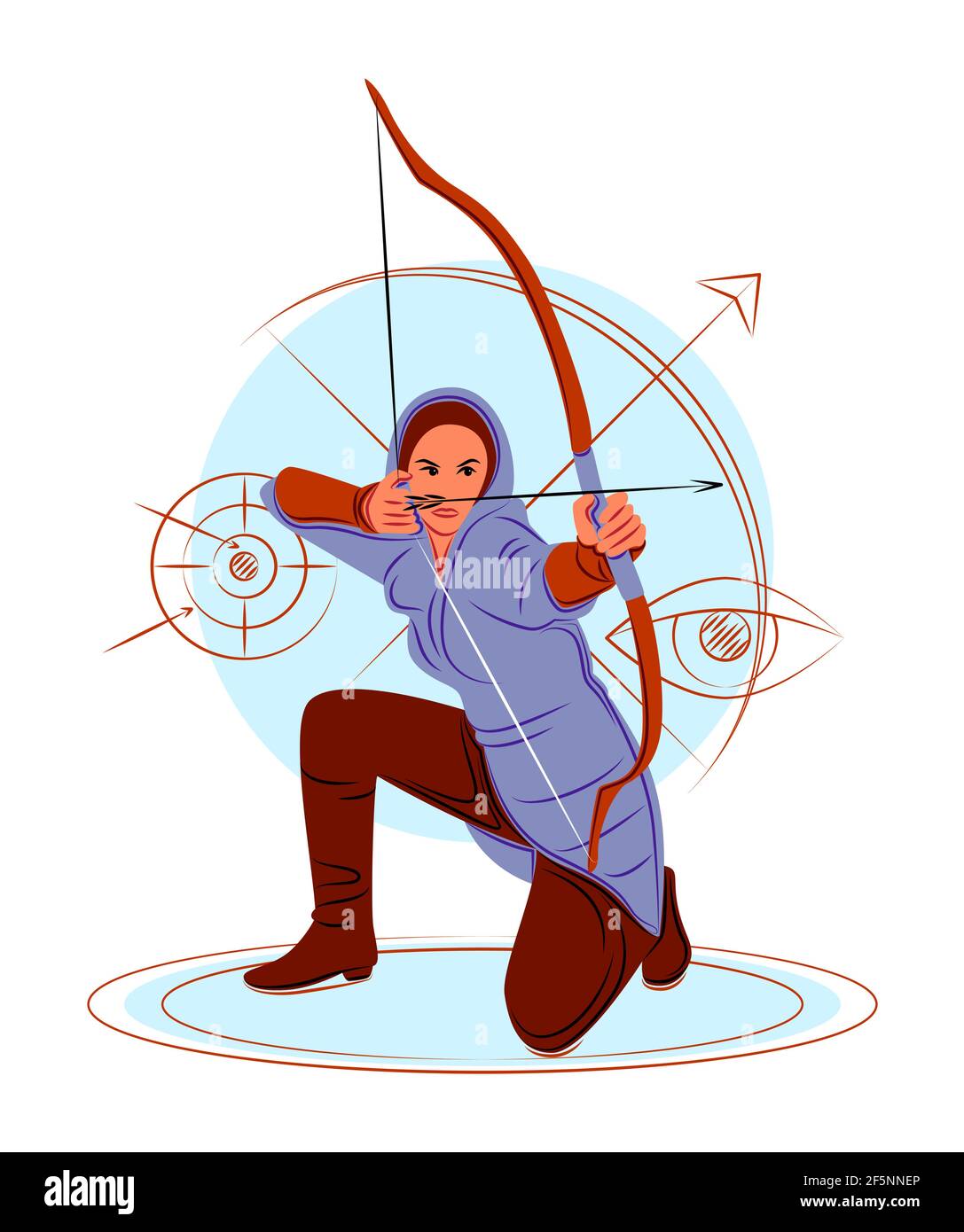 Vector archer dans l'ombre des lignes nettes Illustration de Vecteur