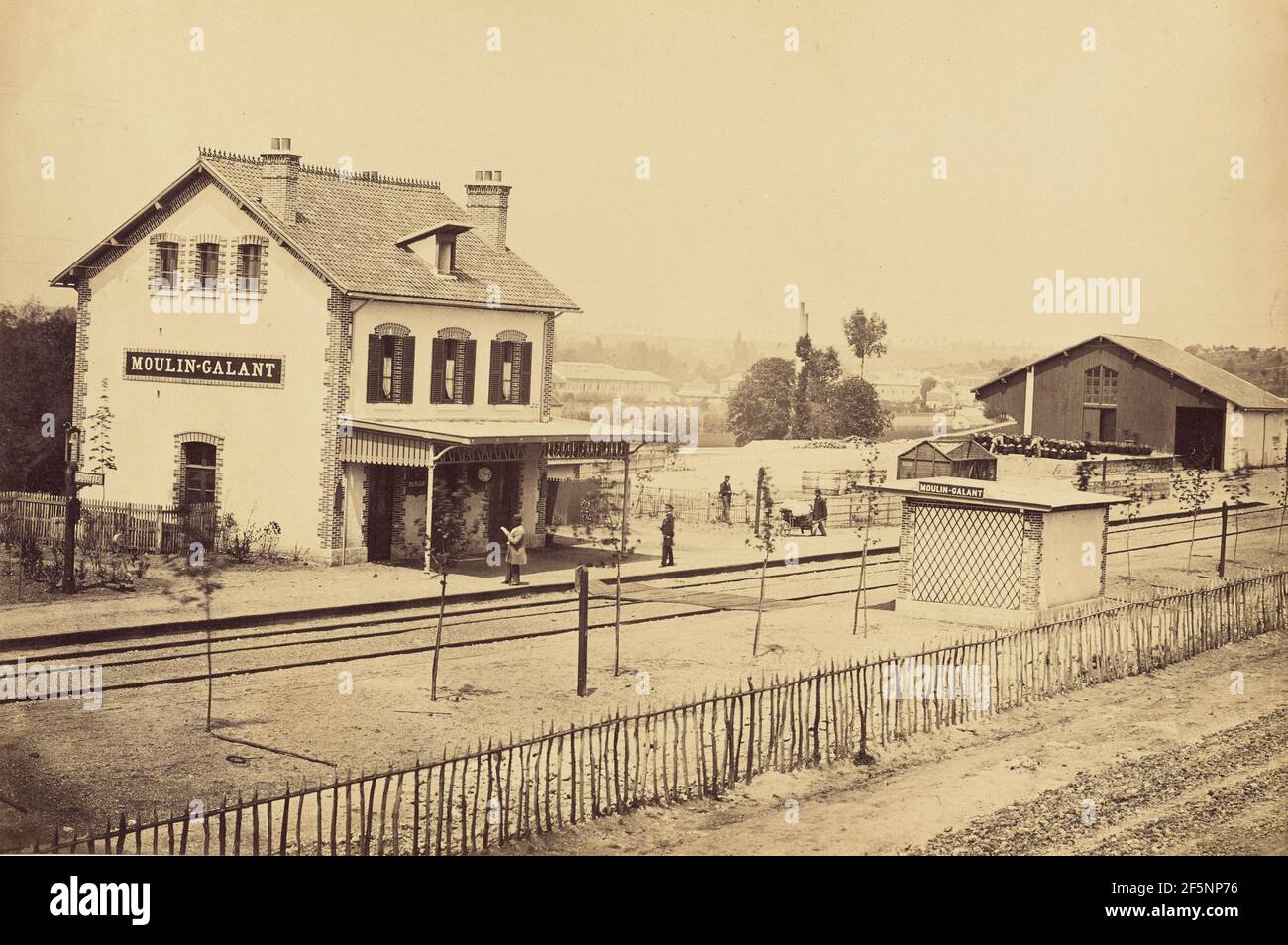 Gare de Moulin-Galant (côté de la voie). Auguste Hippolyte Collard (français, 1812 - 1885/1897) Banque D'Images