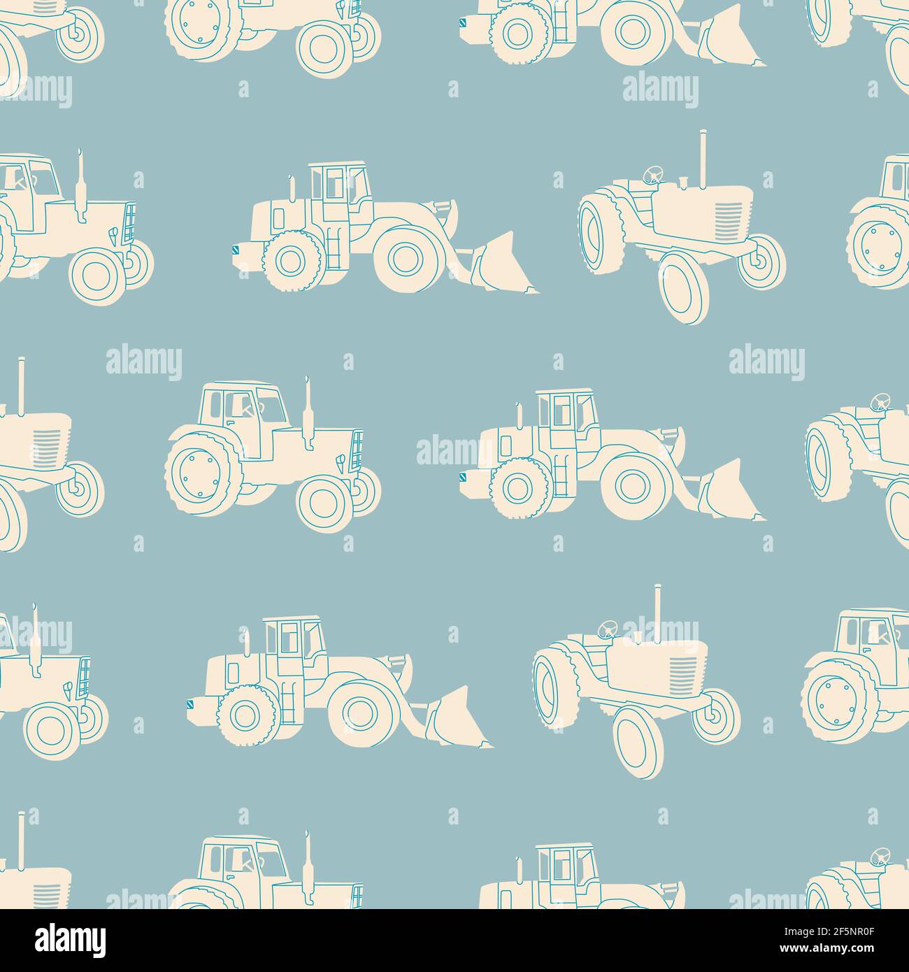 Motif vectoriel sans couture. Tracteur, récolteuse et moteur agroalimentaire. Style rétro, imprimé sur papier, tissu. Concept agro. Illustration de Vecteur