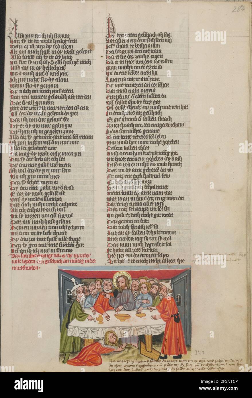 Marie Magdalene onction des pieds du Christ. Banque D'Images