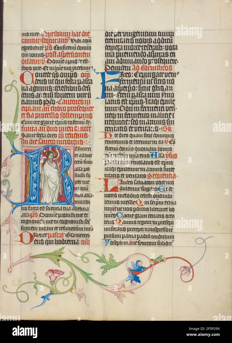 R initial : le Christ ressuscité. Maître Michael (autrichien, actif vers 1420 jusqu'au milieu du XVe siècle) Banque D'Images