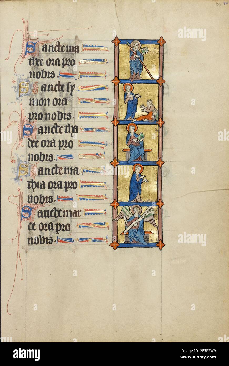 Saint Matthieu avec un livre et une lance; Saint Simon parlant à un homme assis; Saint Judas Thaddaeus avec un livre; Saint Matthieu; un Ange Enthroné. Inconnu Banque D'Images