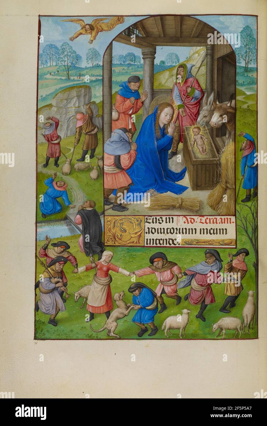 L'adoration des bergers. Maître des livres de prière des environs de 1500 (flamand, actif environ 1485 à la fin des années 1510) Banque D'Images