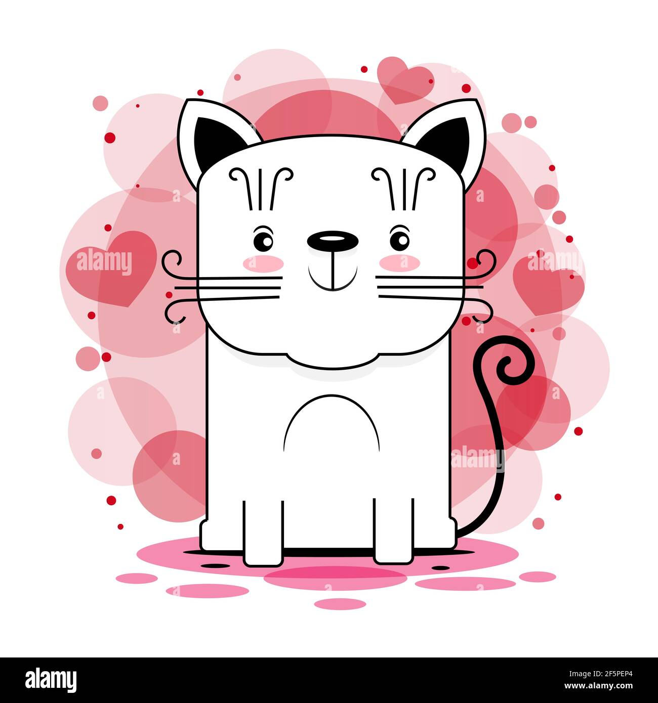 Joli motif chat vectoriel.Illustration pour enfants pour les livres scolaires et plus.texte Meow. Illustration de l'imprimé animal sur fond blanc. Pour la conception, Illustration de Vecteur
