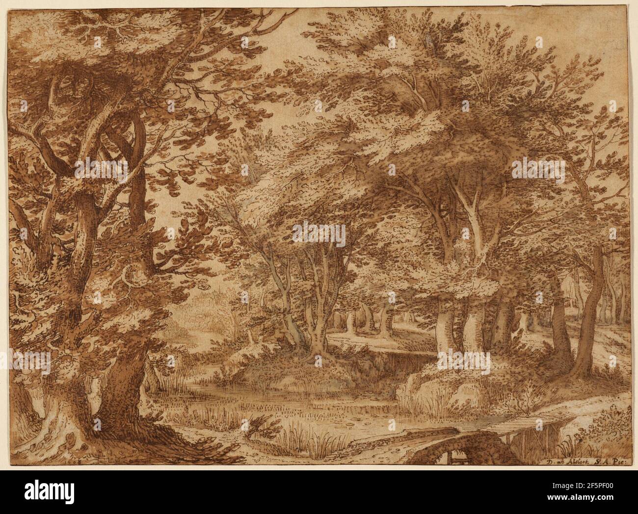 Paysage forestier avec un château éloigné. Denys van Alsloot (flamand, 1570 - 1628) Banque D'Images