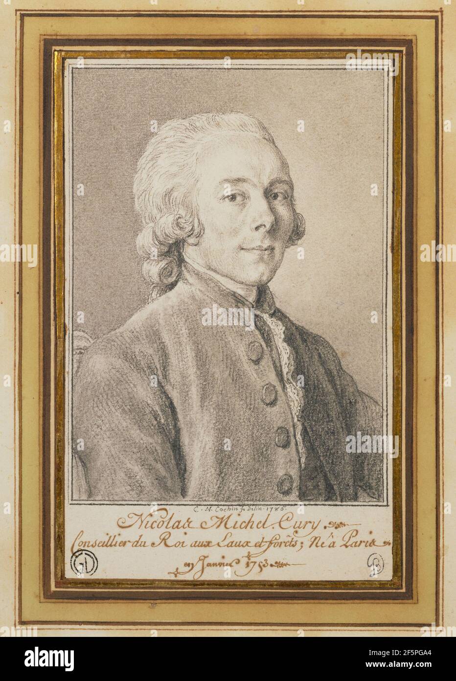 Portrait de Nicolas Michel Cury. Charles-Nicolas Cochin II (français, 1715 - 1790) Banque D'Images