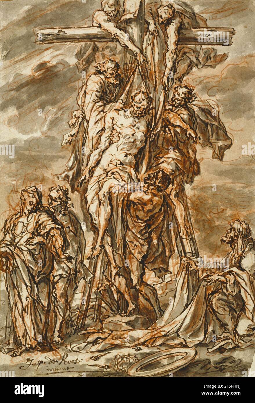 Descente de la Croix. Phillip Roos (allemand, 1655/1657 - 1706) Banque D'Images