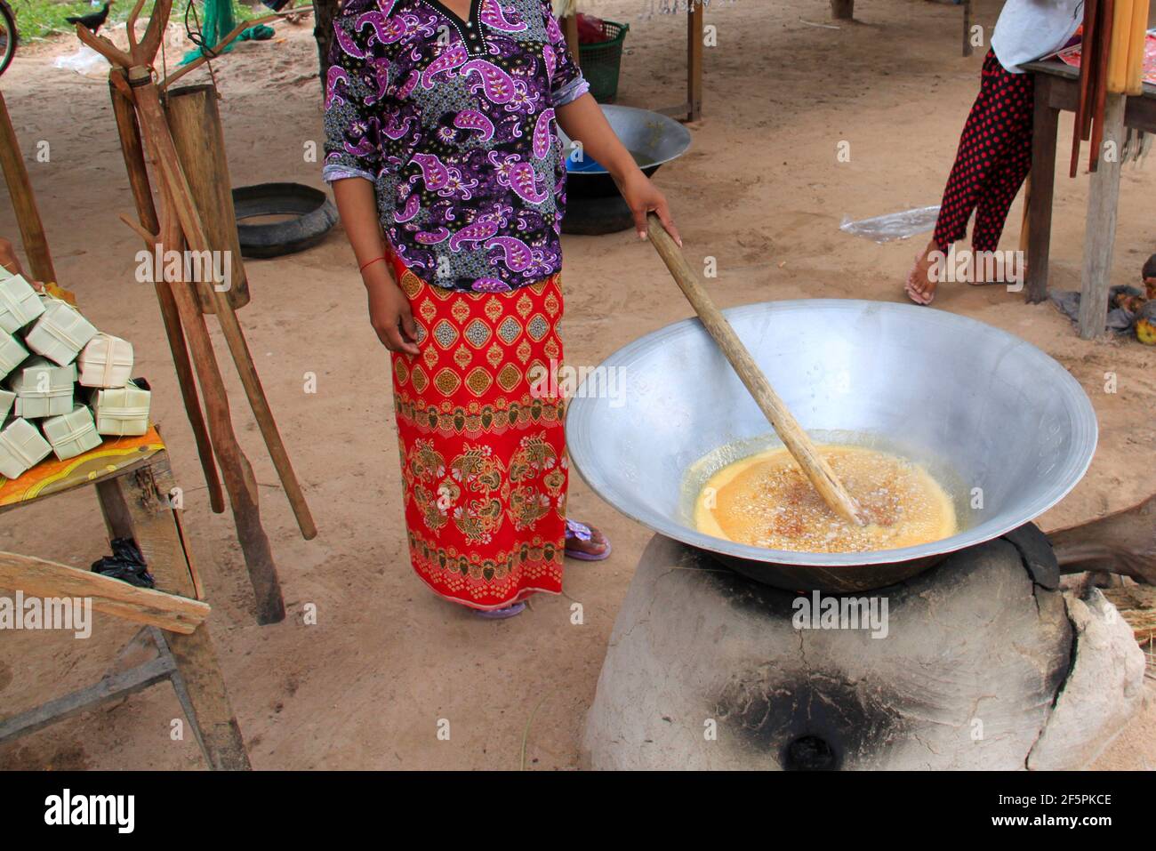 Préparation de sucre de fleur de coco Banque D'Images