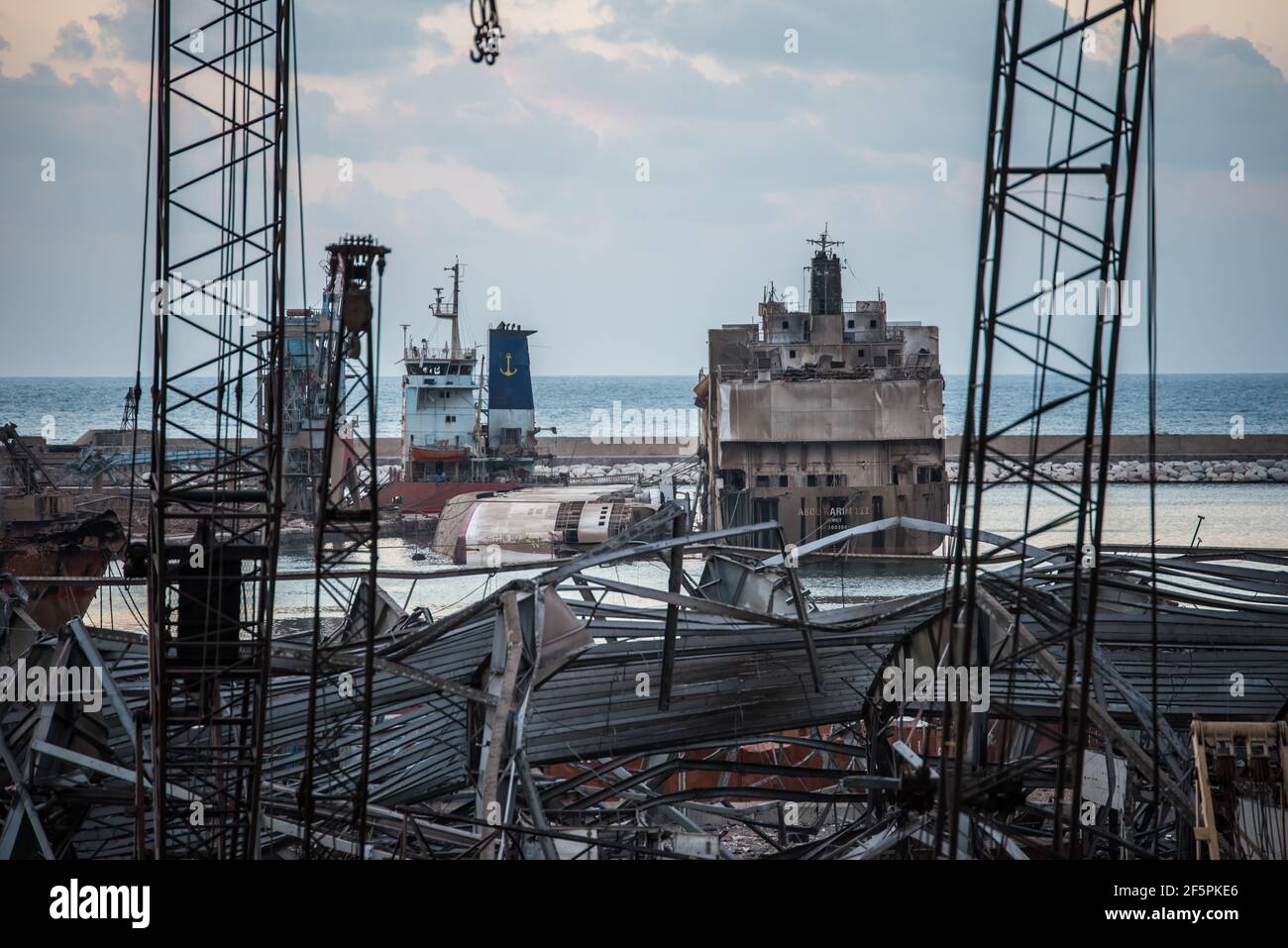 Explosion du port de Beyrouth le 4 août Banque D'Images