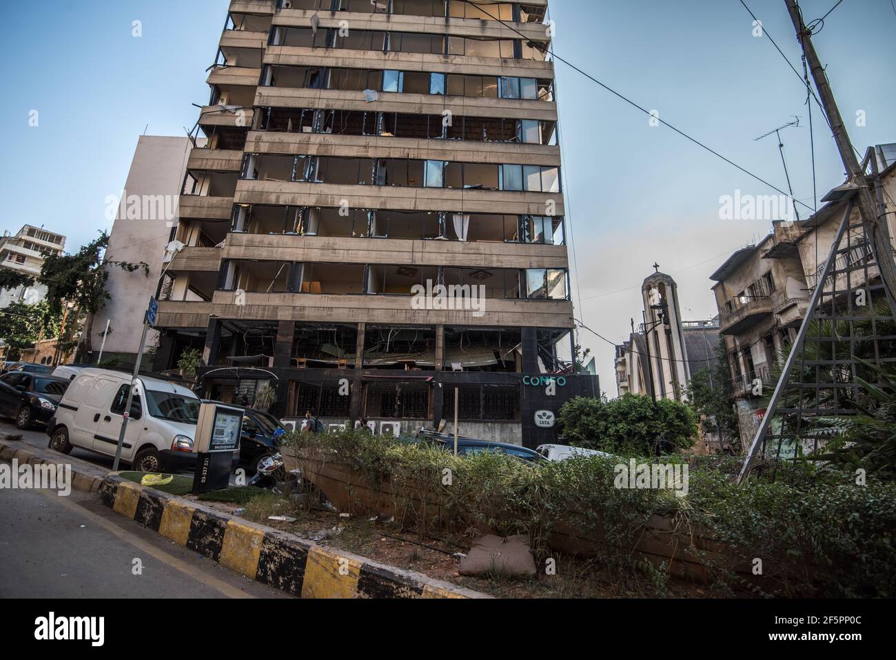 Bâtiments détruits de l'explosion du port de Beyrouth Liban Banque D'Images