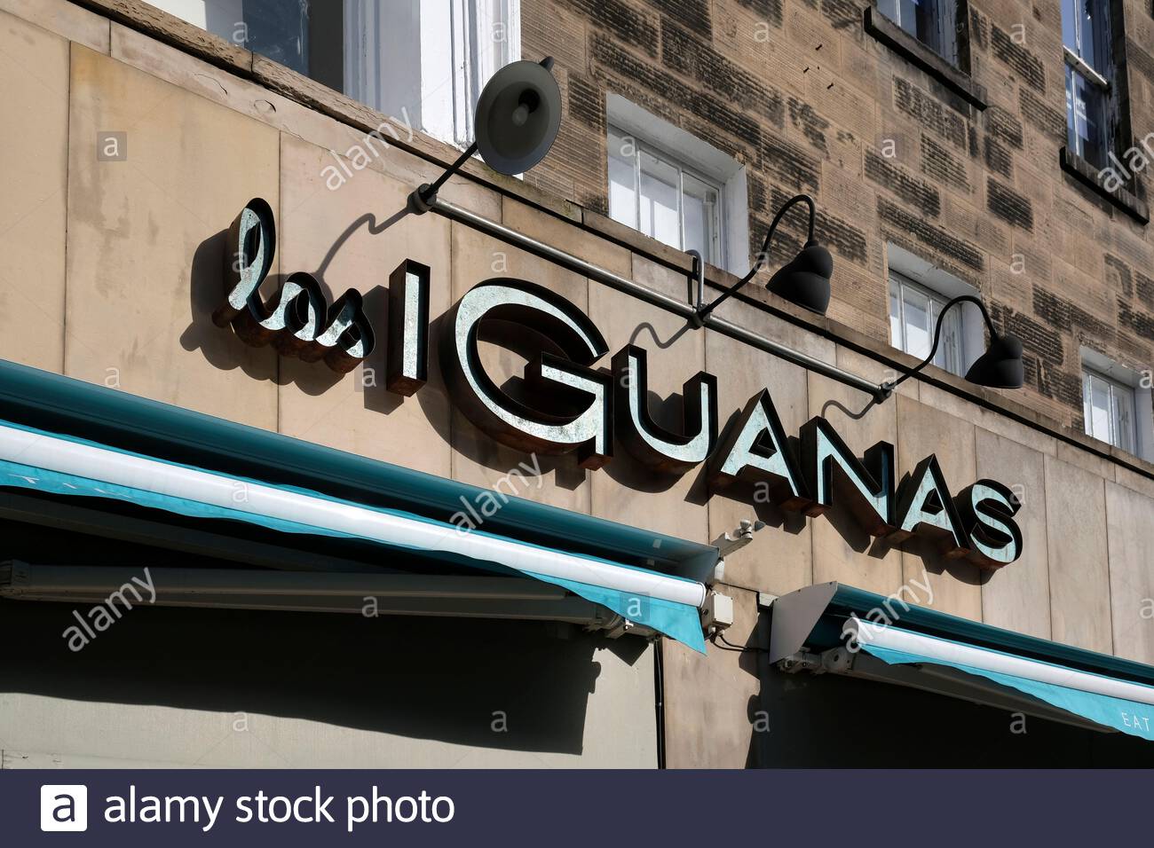 Panneau Las Iguanas, restaurant latino-américain, George Street, Édimbourg, Écosse Banque D'Images