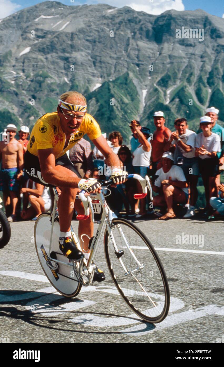 Laurent Fignon (FR) essai individuel (Gap-Orcières Merlette), Tour de France 1989 Banque D'Images