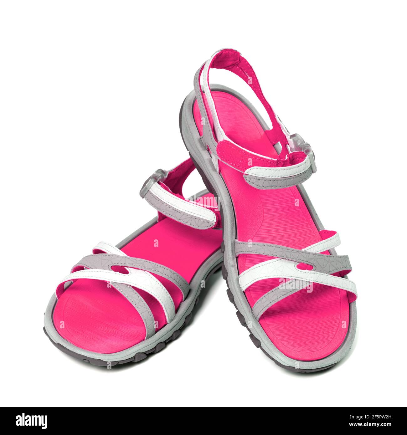 Paire de sandales d'été pour femmes. Isolé sur fond blanc. Banque D'Images