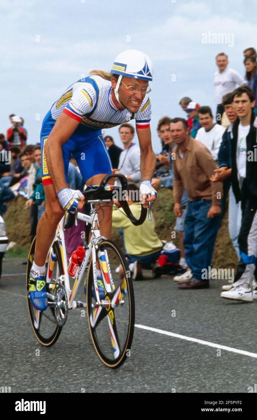 Laurent Fignon (FR) procès à temps individuel (Lugny-Macon), Tour de France 1991 Banque D'Images