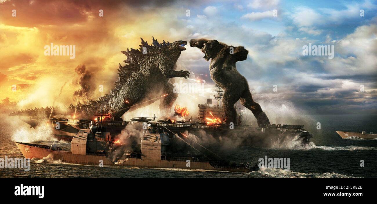 Godzilla vs. Kong est un film monstre américain de 2021 réalisé par Adam Wingard. Une suite à Godzilla: Roi des Monstres (2019) et Kong: Skull Island (2017), c'est le quatrième film de la légendaire MonsterVerse. Cette photographie est à usage éditorial exclusif et est le droit d'auteur de la compagnie de film et/ou le photographe assigné par la compagnie de film ou de production et ne peut être reproduite que par des publications en conjonction avec la promotion du film ci-dessus. Un crédit obligatoire pour la société de cinéma est requis. Le photographe doit également être crédité lorsqu'il est connu. Banque D'Images