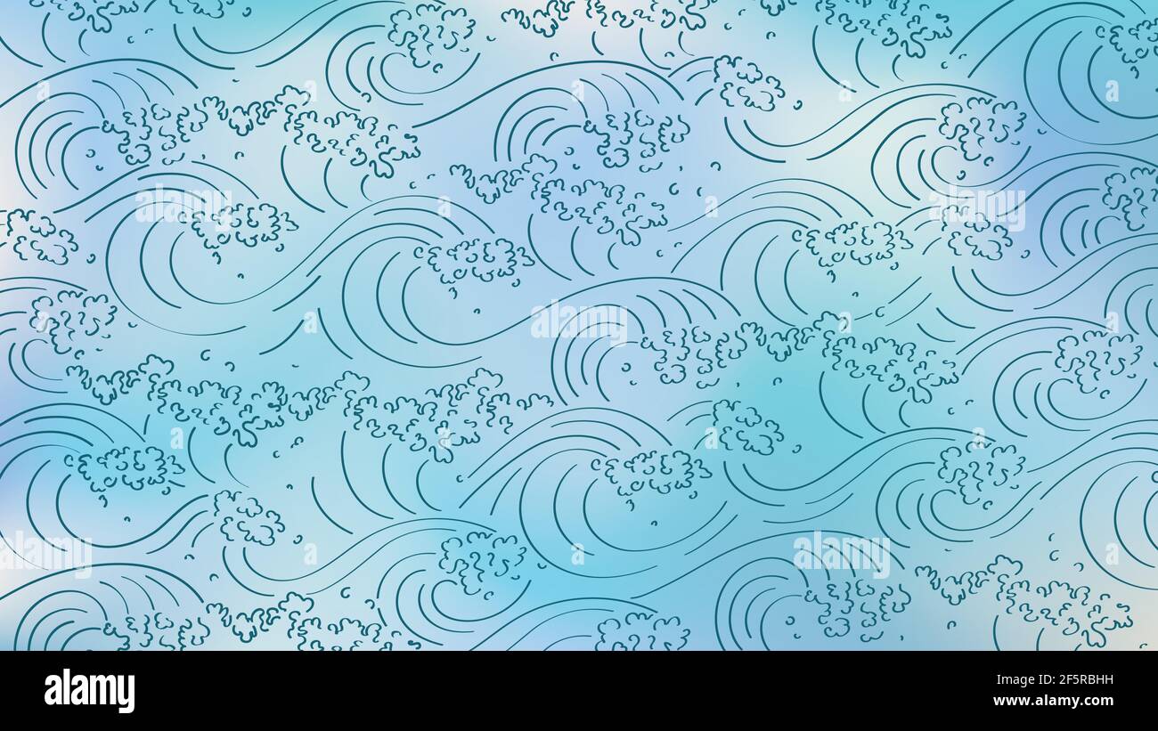 Arrière-plan abstrait bleu aquarelle flou avec ondes de dessin minimaliste et des éclaboussures Illustration de Vecteur