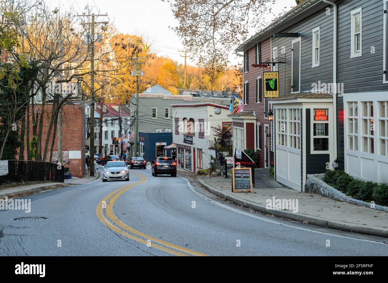 Old Columbia Pike dans Old Ellicott City, Maryland, États-Unis Banque D'Images