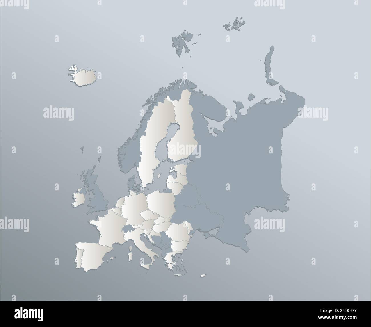 Carte De L Union Europeenne Etats D Europe Papier De Carte Blanc Bleu 3d Vierge Photo Stock Alamy