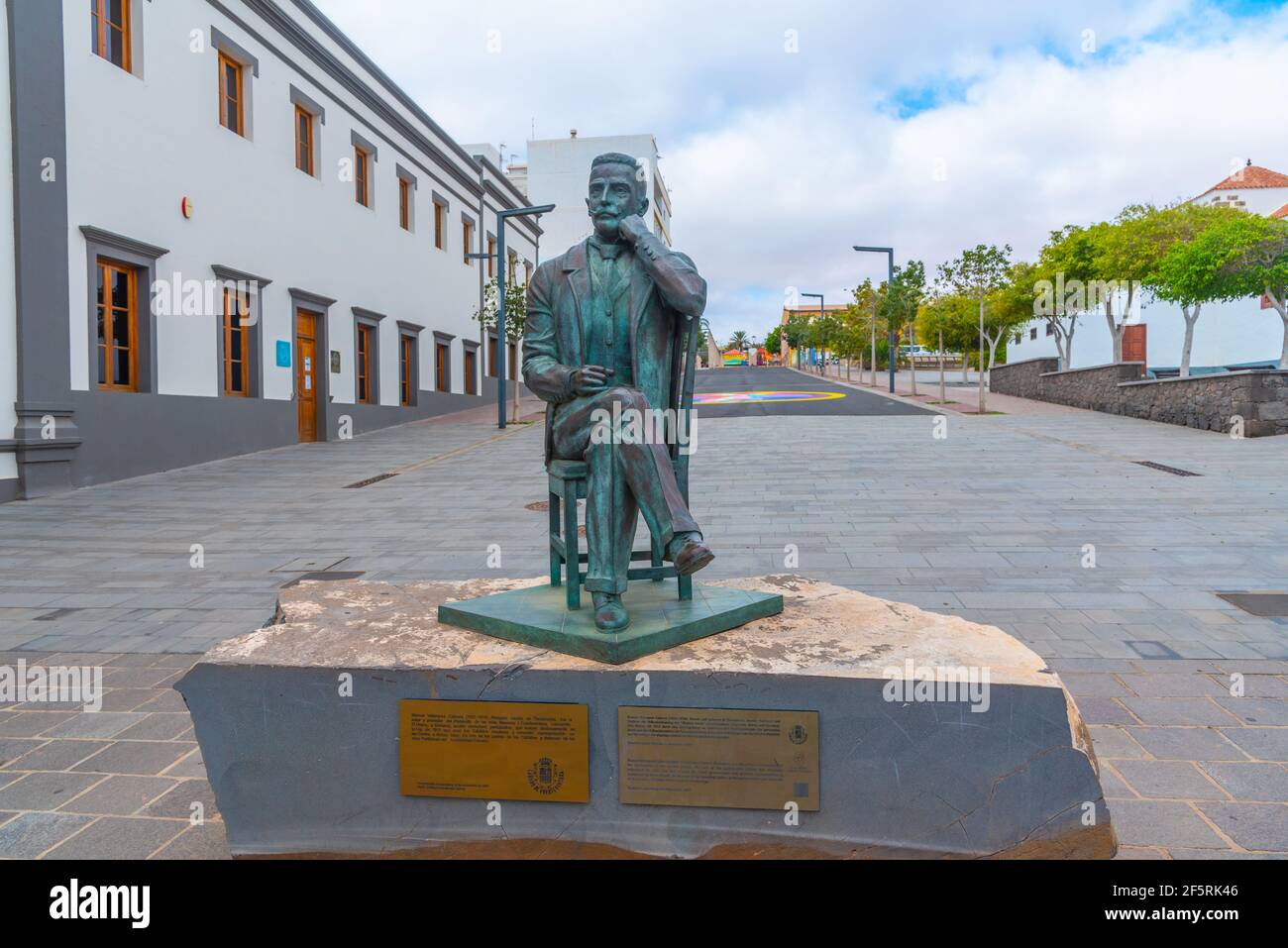 Statue de Manuel Valezquez Cabrera à Puerto de Rosario à Fuerteventura, îles Canaries, Espagne. Banque D'Images