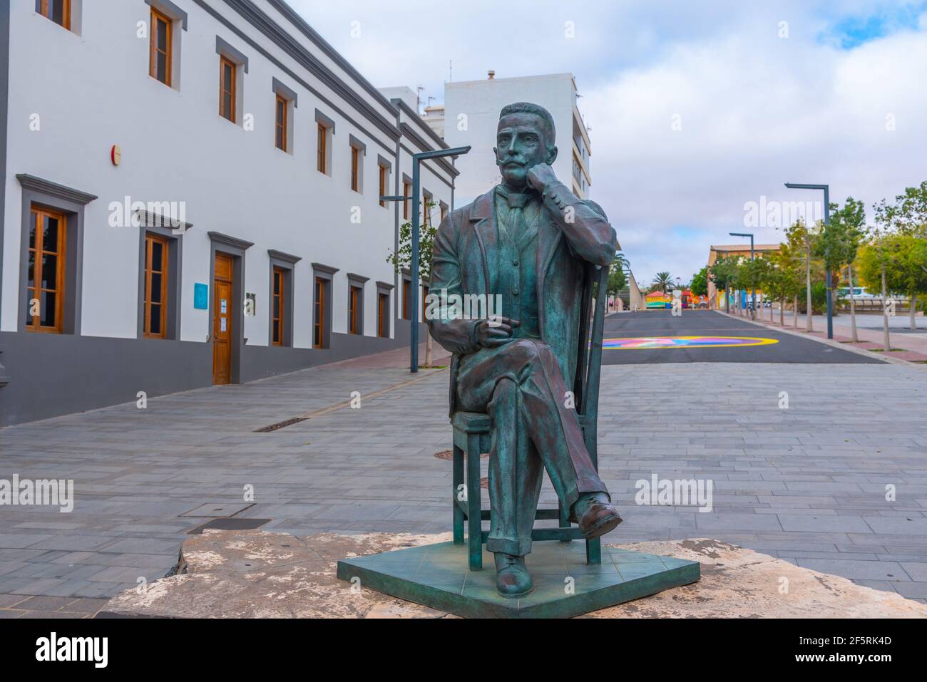 Statue de Manuel Valezquez Cabrera à Puerto de Rosario à Fuerteventura, îles Canaries, Espagne. Banque D'Images