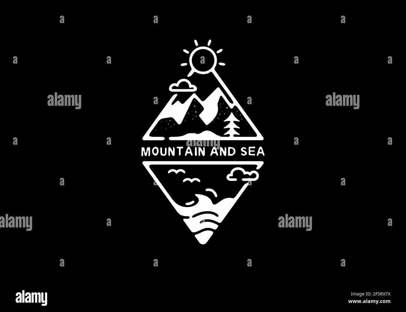 Illustration de l'art de la montagne et de la mer Illustration de Vecteur