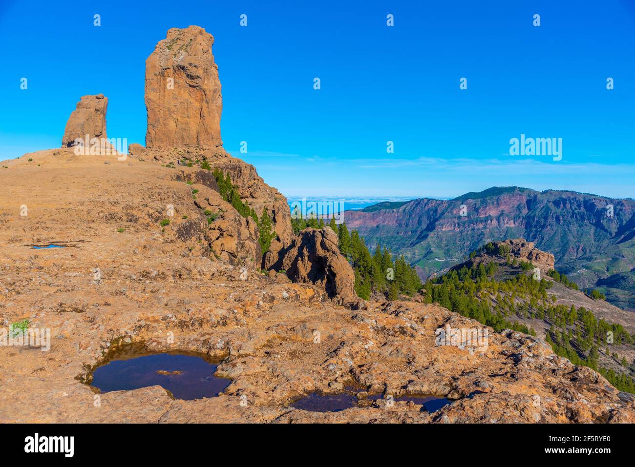 Roque Nublo à Gran Canaria, Îles Canaries, Espagne. Banque D'Images