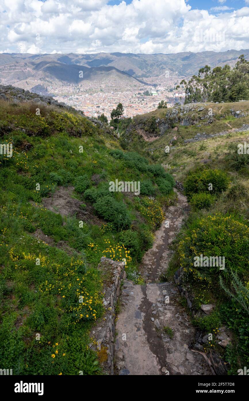 Sanctuaire d'Ollantaytambo, Pérou, la ville antique était un Royaume tribal dans l'Empire Inca il y a trois ou quatre siècles, construit à côté de la rivière Urubamba, Banque D'Images