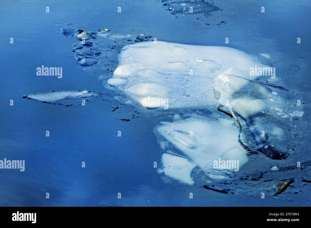 Véritable immense floe de glace dans l'eau profonde d'hiver bleue Banque D'Images