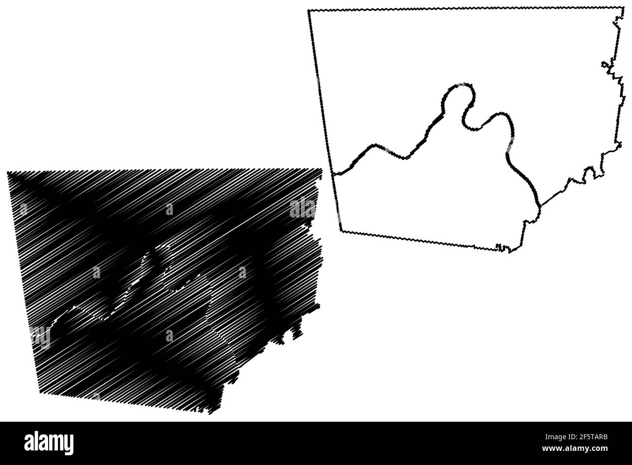 Montgomery County, État du Tennessee (comté des États-Unis, États-Unis d'Amérique, États-Unis, États-Unis, États-Unis) carte illustration vectorielle, scribble sketch carte Montgomery Illustration de Vecteur