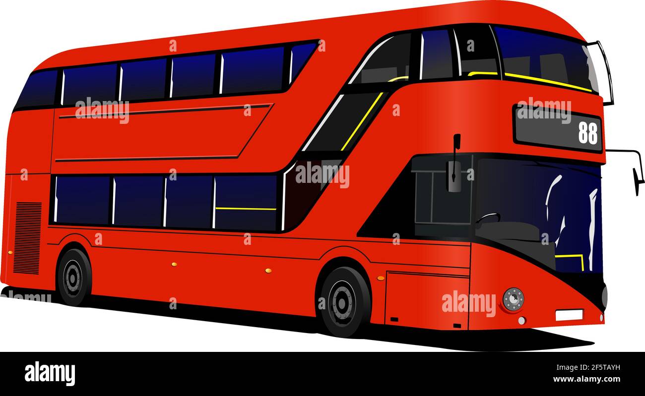 Bus londonien moderne à impériale rouge. Illustration 3d vectorielle Illustration de Vecteur