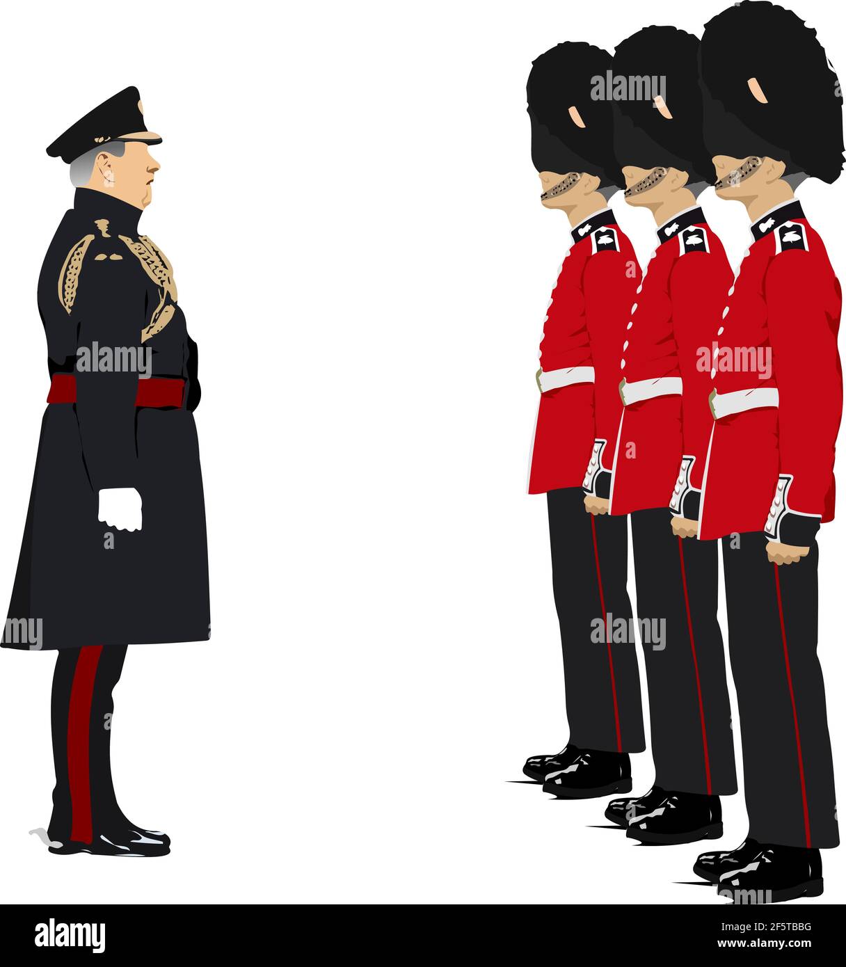 Image 3D vectorielle des gardes royaux et de leur commandant. Illustration de Vecteur
