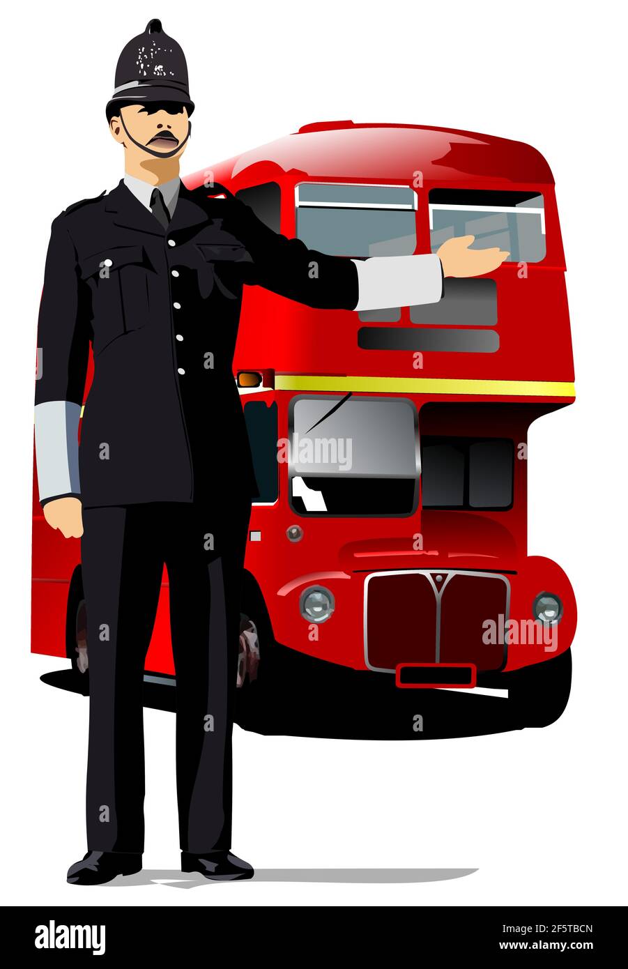 Policier de Londres et dble decker rouge . Illustration 3d vectorielle Illustration de Vecteur