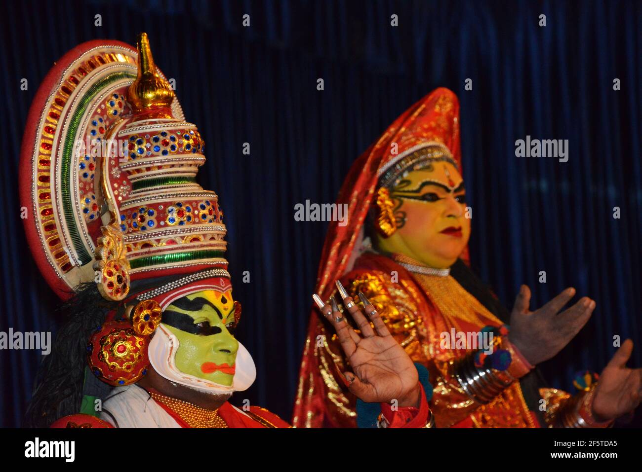 khatakali danse et préparation Banque D'Images